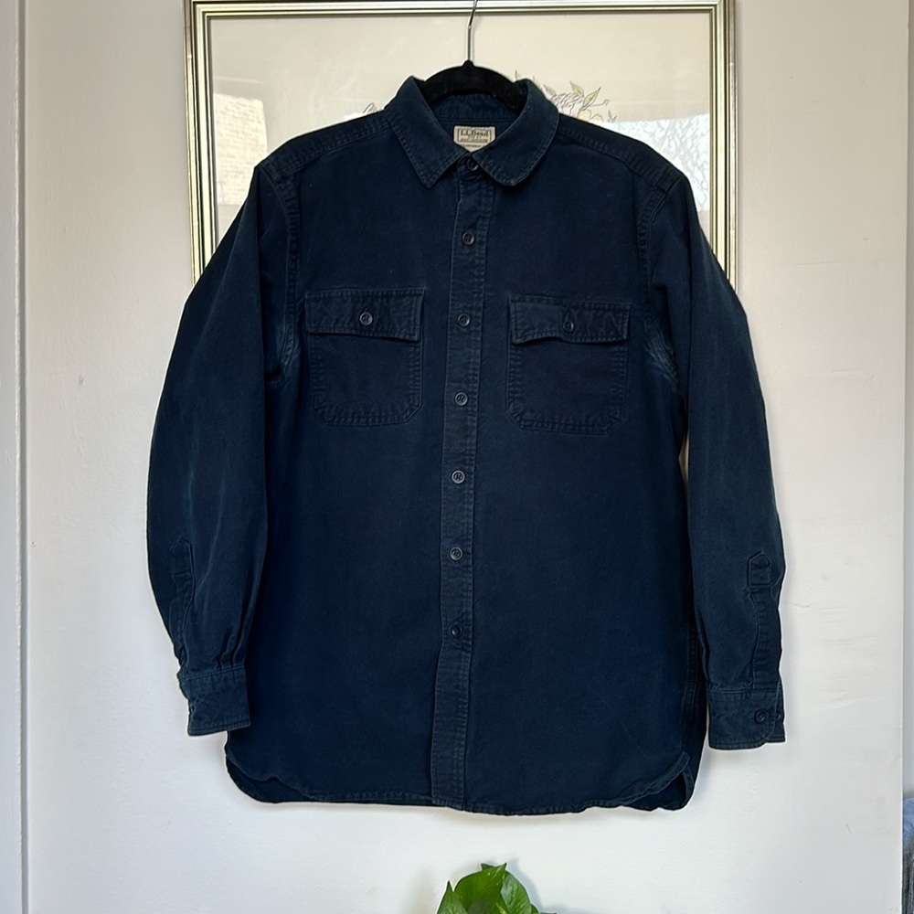 LL Bean navy flannel M